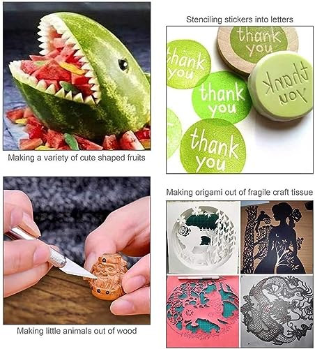 DIYSELF 1 Pcs Exacto Knife with 11 Pcs SK5 High Carbon Steel Exacto Blades Kit, Precision Knife Stencil Knife, Craft Hobby Knife, Art knife and 1pcs Steel 15cm Ruler for Fondant, Scrapbooking (Green) - Image 5