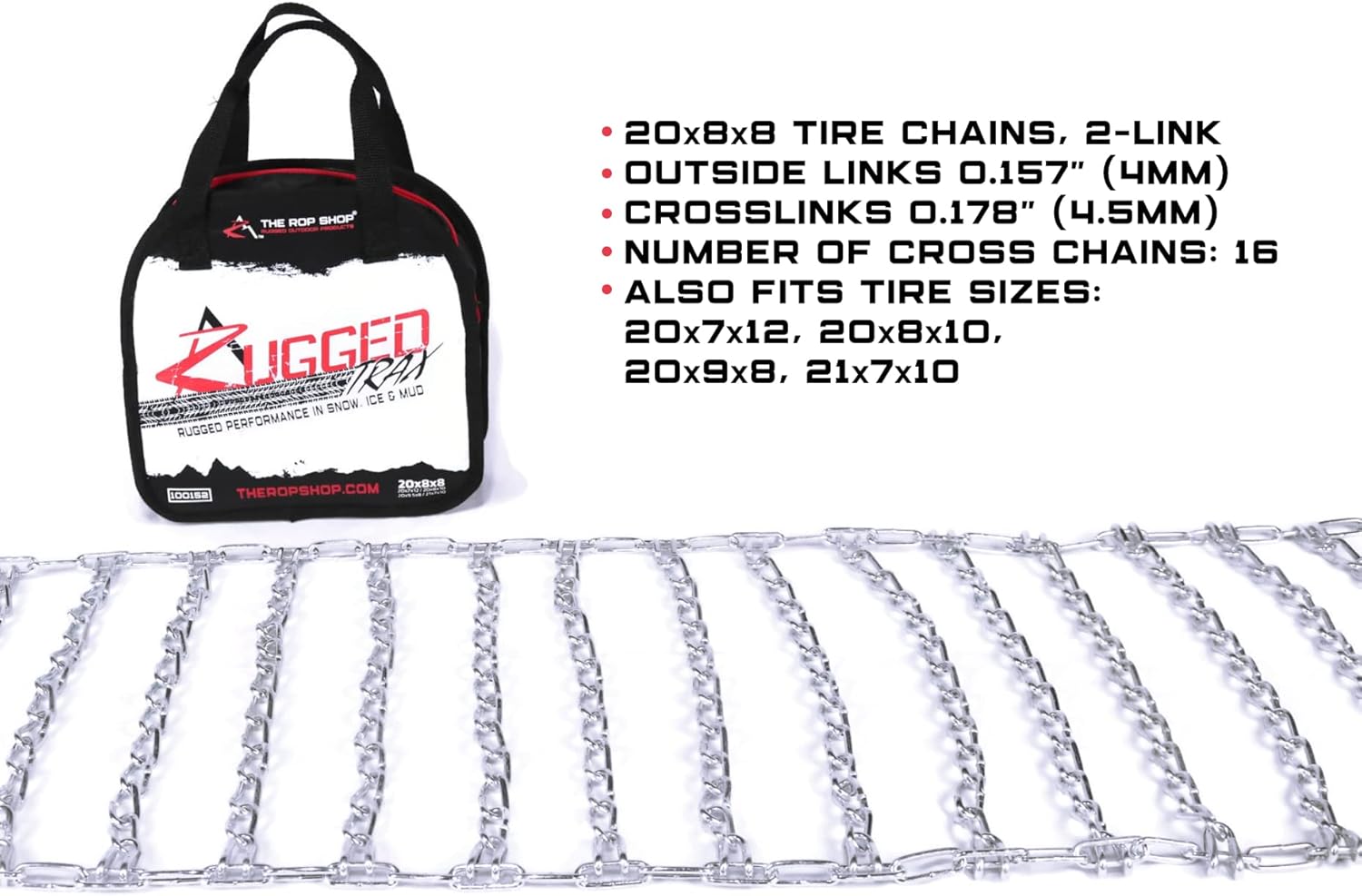 The ROP Shop Pair of 2 Link Tire Chains & Tensioners 23×10.5×12 for Snow Blowers, Lawn & Garden Tractors, Mowers & Riders, UTV, ATV, 4-Wheelers, Utility Vehicles - Image 20