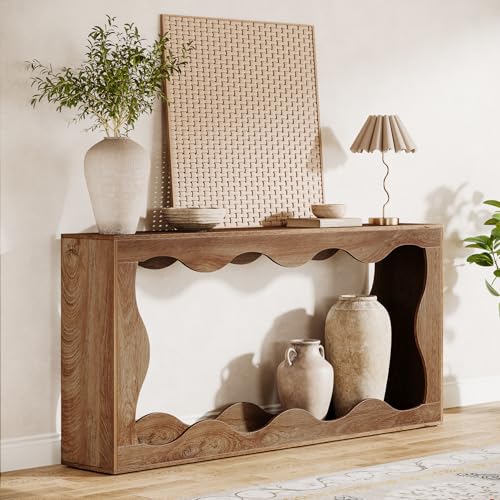Tribesigns 63 Inches Farmhouse Console Table with Storage, Couch Table Behind Sofa, Long Entryway Sofa Station, Narrow Console Stand, Hallway Stand for Entryway Living Room, Brown - Image 5