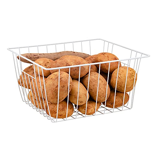 Freezer Wire Baskets, Kitchen Storage Organizer Bins for Chest and Upright Freezer, Refrigerator Dividers Containers with Handles – Pearl White (3) - Image 15