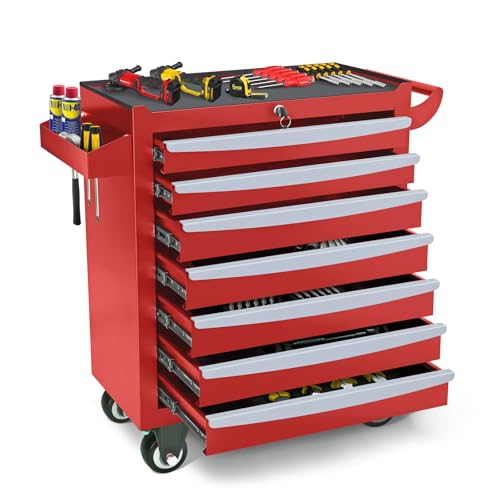 Rolling Tool Chest, Metal Tool Box with 5 Drawers, Lockable Garage Storage Cabinets Sliding Tool Drawer Cart on Wheels Toolbox Organization Workbench for Workshop Warehouse Repair Shop - Image 29