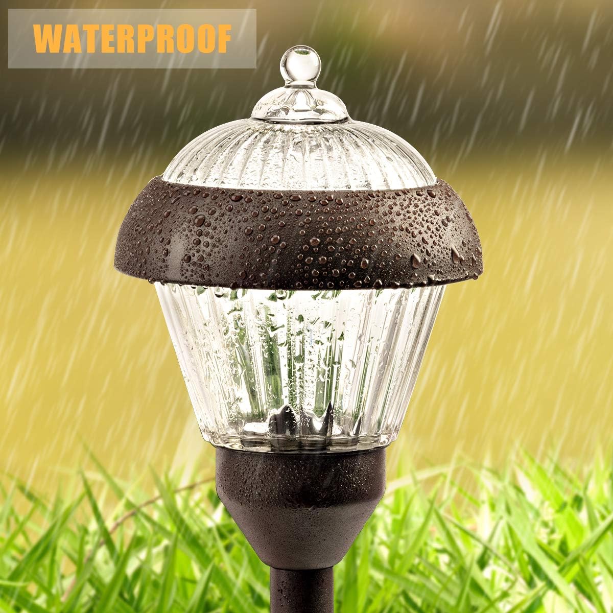 Solpex 4pack high Lumen Solar Pathway Lights??Metal Solar Path Lights??2 Bright LED??Waterproof IP65 Auto On/Off Solar Garden Lights for Walkway Driveway Yard - Image 5
