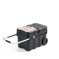 Keter Masterloader Resin Rolling Tool Box with Locking System and Removable Bins ?C Perfect Organization and Storage Chest for Power Drill, Tape Measure, and Screwdriver Set, Black