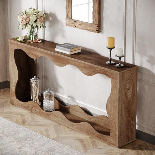 Tribesigns 63 Inches Farmhouse Console Table with Storage, Couch Table Behind Sofa, Long Entryway Sofa Station, Narrow Console Stand, Hallway Stand for Entryway Living Room, Brown - Image 14