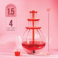 Alternative view of Kusini Drink Fountain for Parties – 1.5 Gal, 3 Tier Punch Bowl Champagne Tower, LED Base, 4 Reusable Cups – Drink Tower Machine for Soda, Juice, Mimosa, Pani Puri Fountain for Party Hosting Supplies